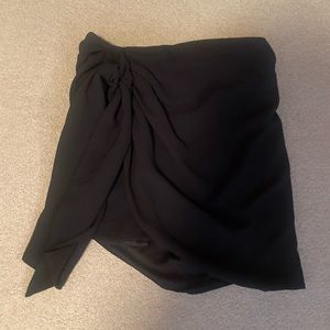 Miss Lola, Black Mini Skirt with tie detail, Size M